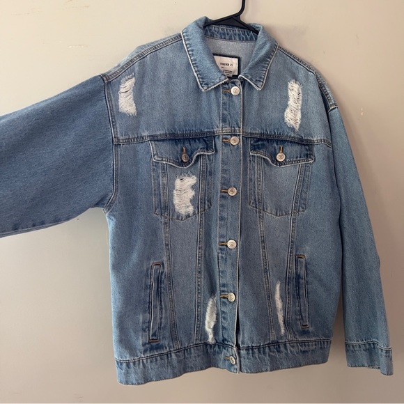 Blue Distressed Denim Jacket - Picture 2 of 4